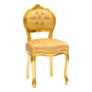 Poltrona da camera barocco legno e tessuto color oro cm 44x48x85h