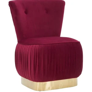 Poltrona da camera elegante tessuto plissettato colore bordeaux cm 60x55x79h