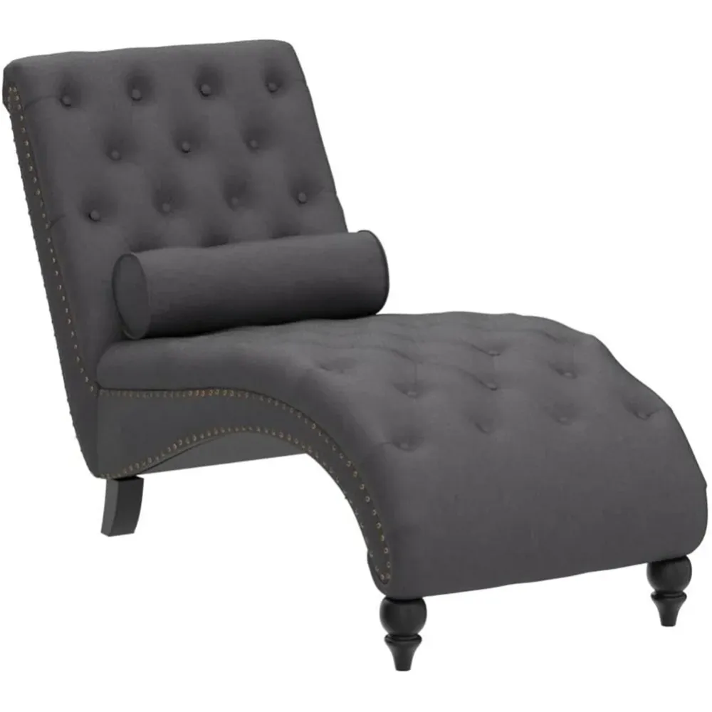 Poltrona Chaise Lounge Tessuto Grigio Ergonomica Sdraio Relax Soggiorno Casa