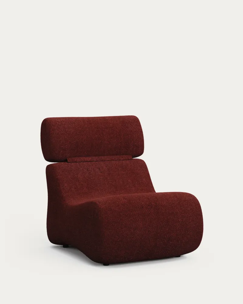 Poltrona club bouclé bordeaux