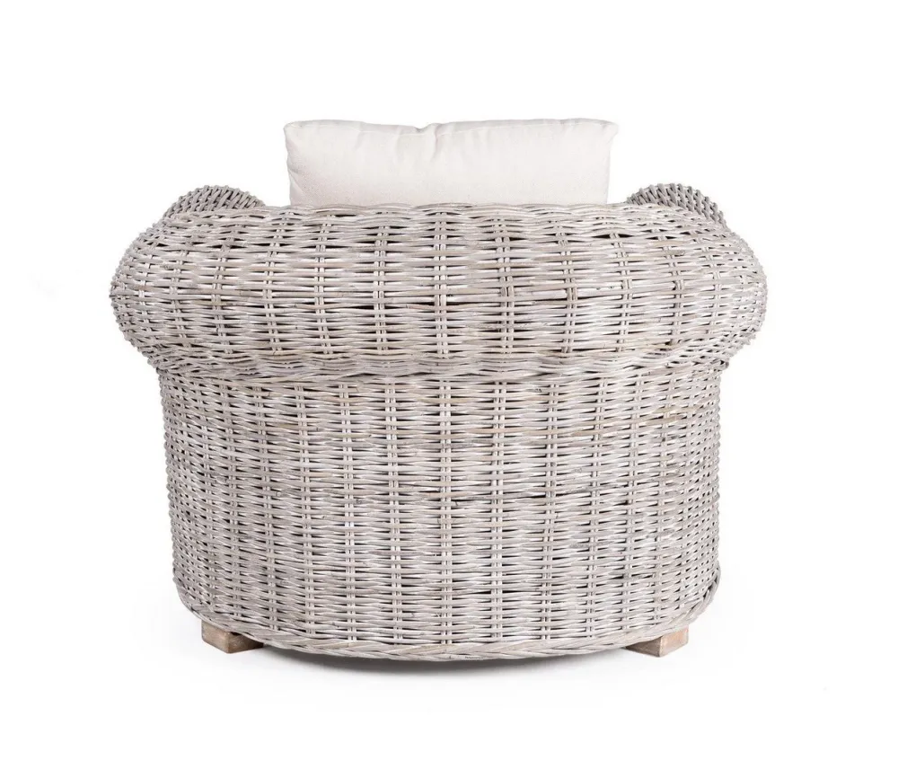 Poltrona "Coba" struttura rattan intreccio kubu per interno