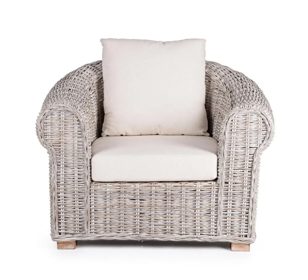 Poltrona "Coba" struttura rattan intreccio kubu per interno