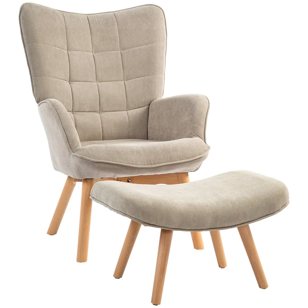 Poltrona con Poggiapiedi Design Moderno 72x80x101 cm Tessuto Effetto Velluto Marrone Chiaro