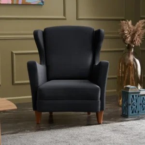 Poltrona con poggiatesta classica velluto antracite cm 77x80x98h