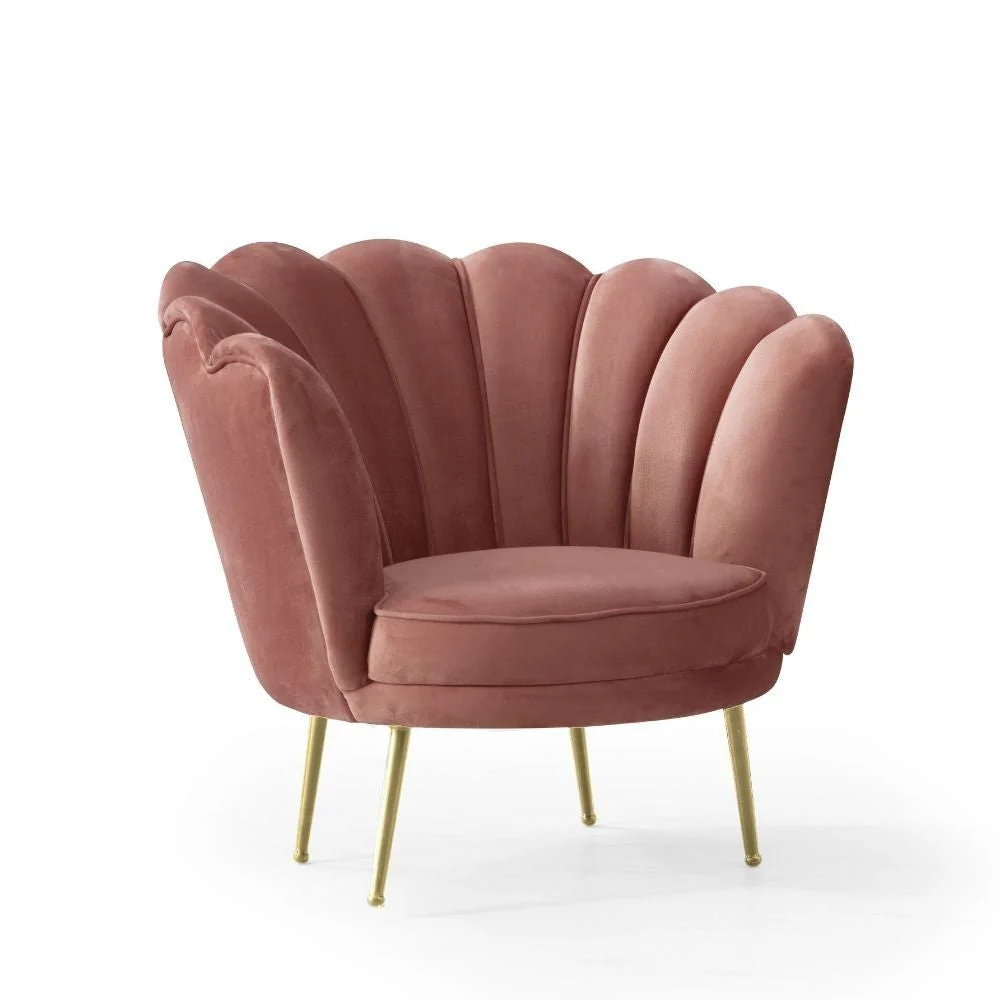 Poltrona conchiglia 75x80x75 cm Orel velluto rosa