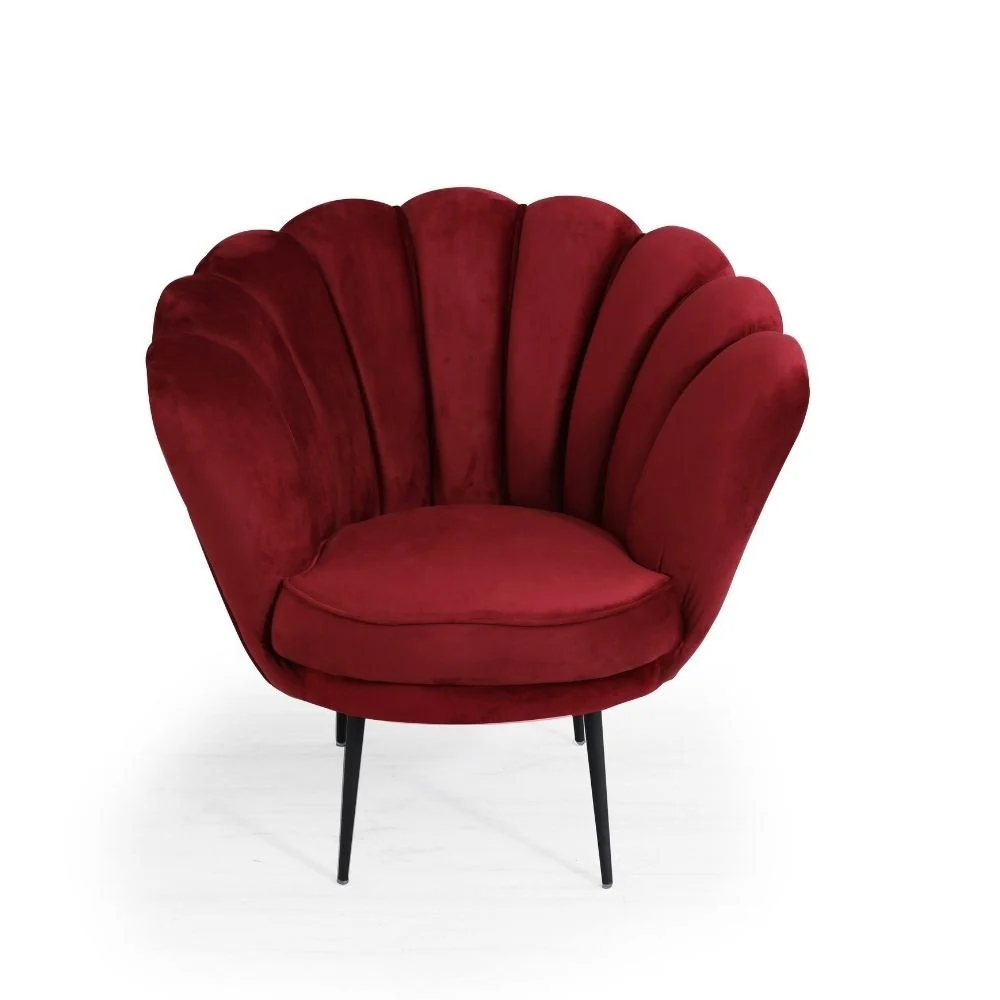 Poltrona conchiglia 75x80x75 cm Orel velluto rosso