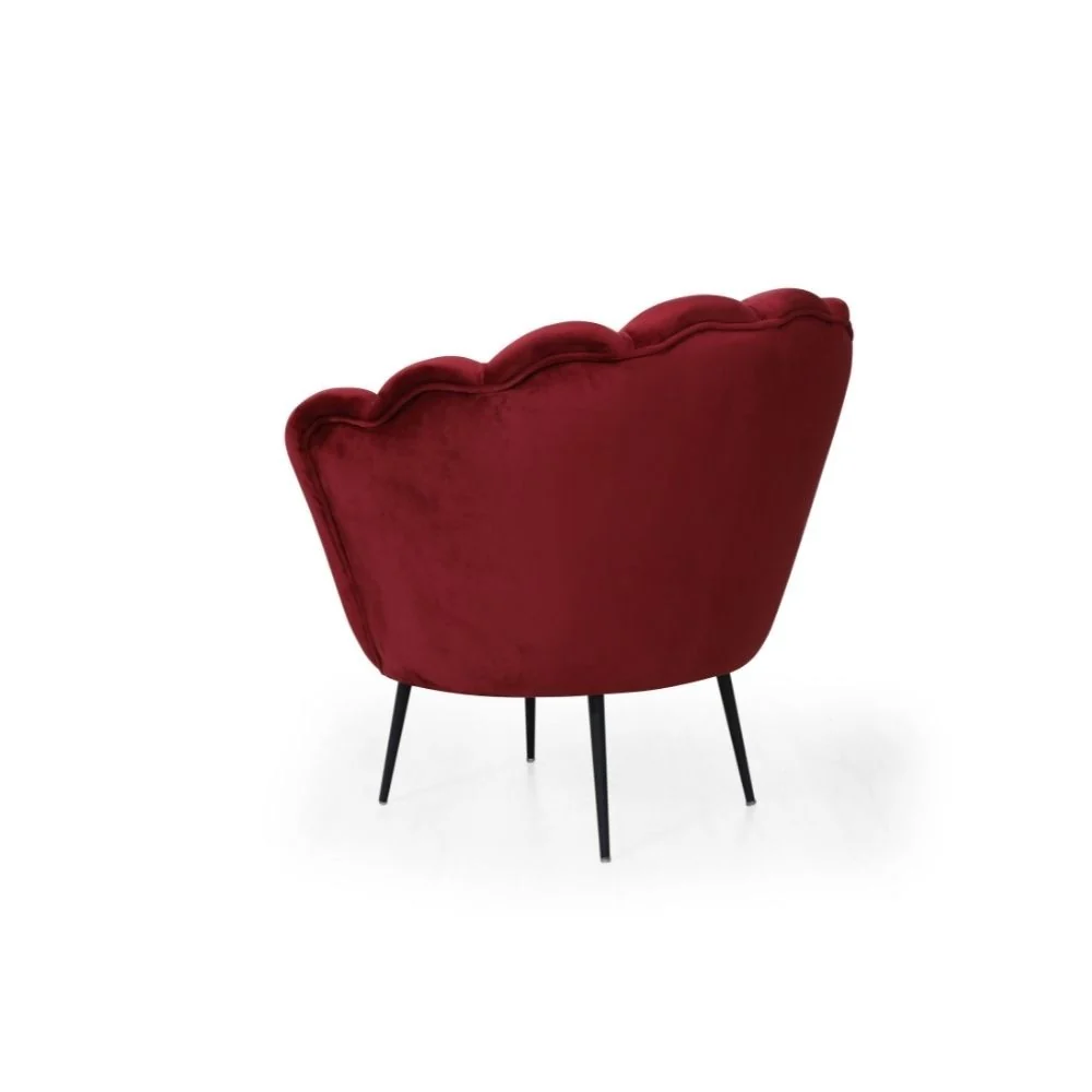 Poltrona conchiglia 75x80x75 cm Orel velluto rosso