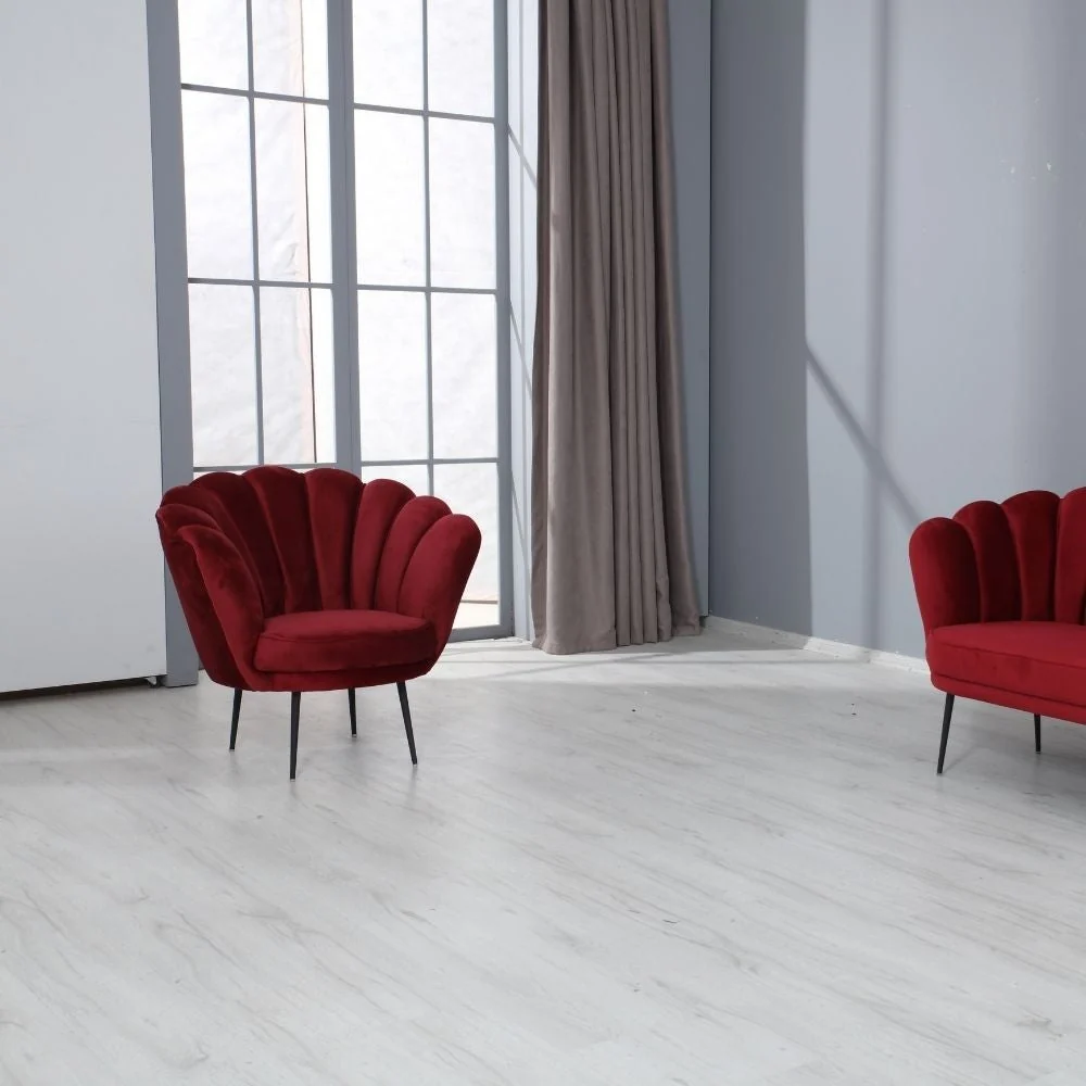Poltrona conchiglia 75x80x75 cm Orel velluto rosso
