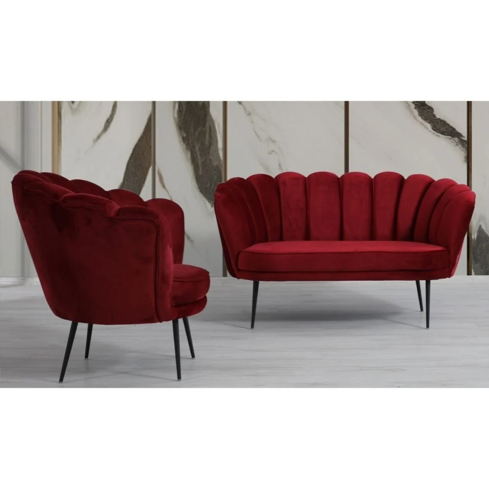 Poltrona conchiglia 75x80x75 cm Orel velluto rosso
