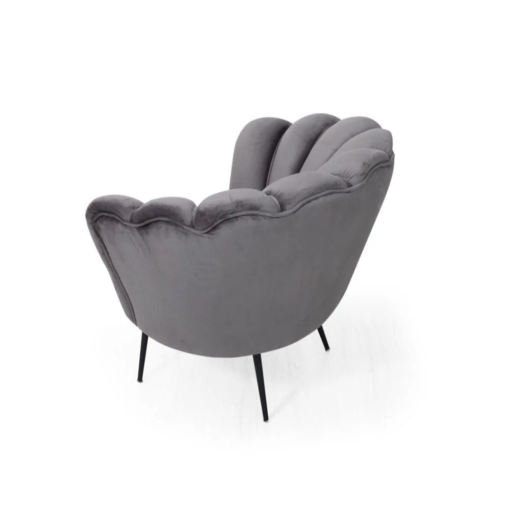Poltrona conchiglia Orel 75x80x75 cm velluto grigio