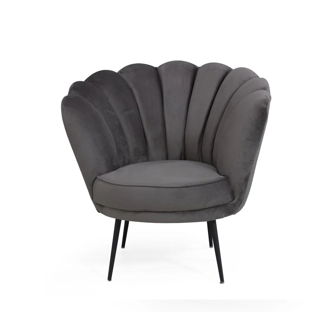 Poltrona conchiglia Orel 75x80x75 cm velluto grigio