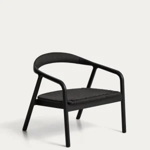 Poltrona Derile realizzata legno massello di rovere con finitura nera e corda di carta nera FSC 100%