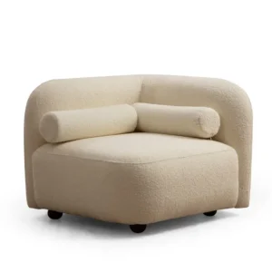 Poltrona design angolare rivestita tessuto morbido colore crema cm 90x90x74h