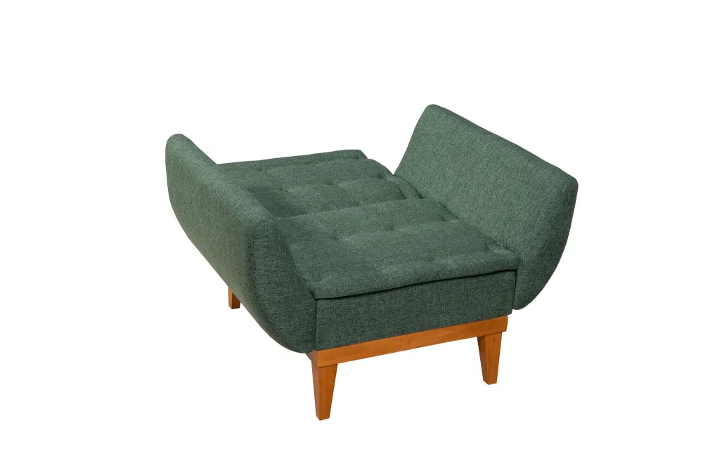 Poltrona design imbottita rivestita tessuto verde schienale reclinabile cm 96x82x80h