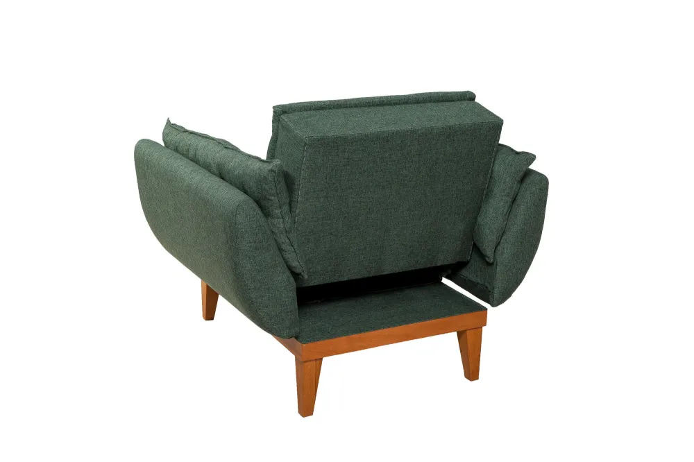 Poltrona design imbottita rivestita tessuto verde schienale reclinabile cm 96x82x80h