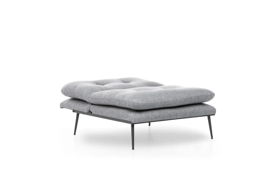 Poltrona design metallo schienale reclinabile cuscini tessuto grigio cm 90x90x95h