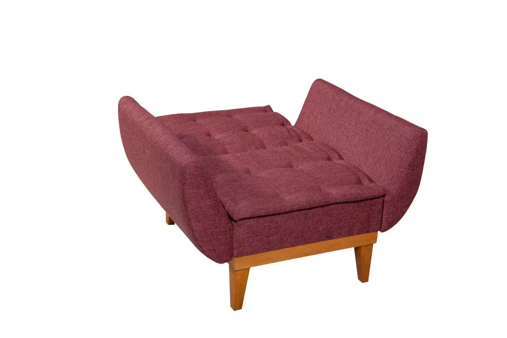 Poltrona design moderno rivestimento tessuto rosso gambe legno cm 96x82x80h