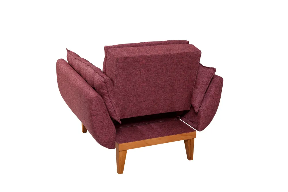 Poltrona design moderno rivestimento tessuto rosso gambe legno cm 96x82x80h