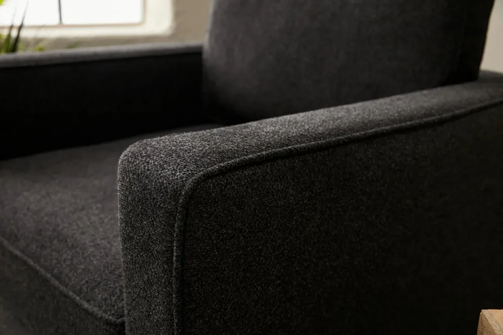Poltrona design salotto tessuto antracite gambe dorate cm 90x91x83h