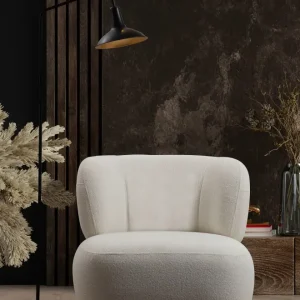 Poltrona design da salotto tessuto morbido colore bianco cm 85x80x78h