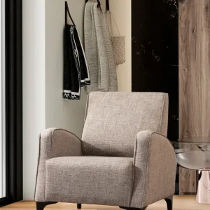 Poltrona design da soggiorno rivestimento tessuto cm 78x78x87h