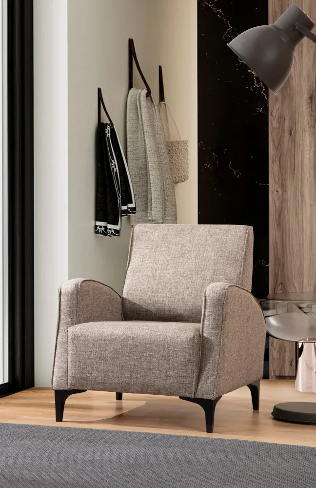 Poltrona design da soggiorno rivestimento tessuto cm 78x78x87h