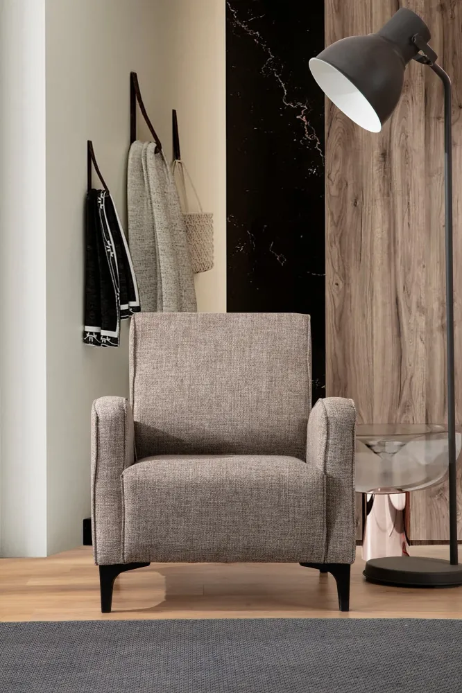 Poltrona design da soggiorno rivestimento tessuto cm 78x78x87h