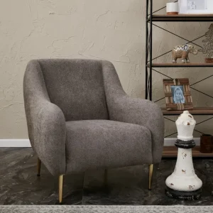 Poltrona design tessuto grigio piedi metallo colore oro cm 70x70x77h