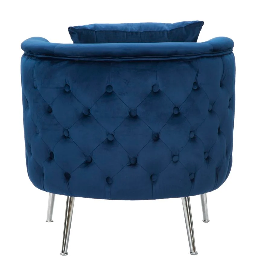 Poltrona design velluto colore blu lavorazione capitonnè cm 76x74x73h