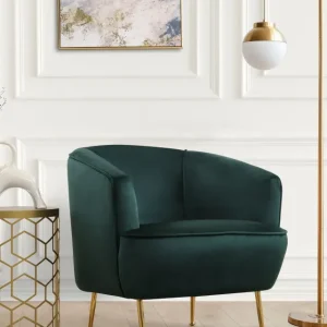 Poltrona design velluto colore verde gambe metallo dorato cm 78x80x79h