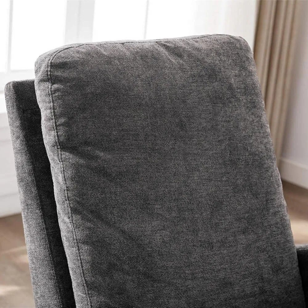 Poltrona Dondolo Grigio Tessuto Struttura Legno Sedia Relax Dondolante