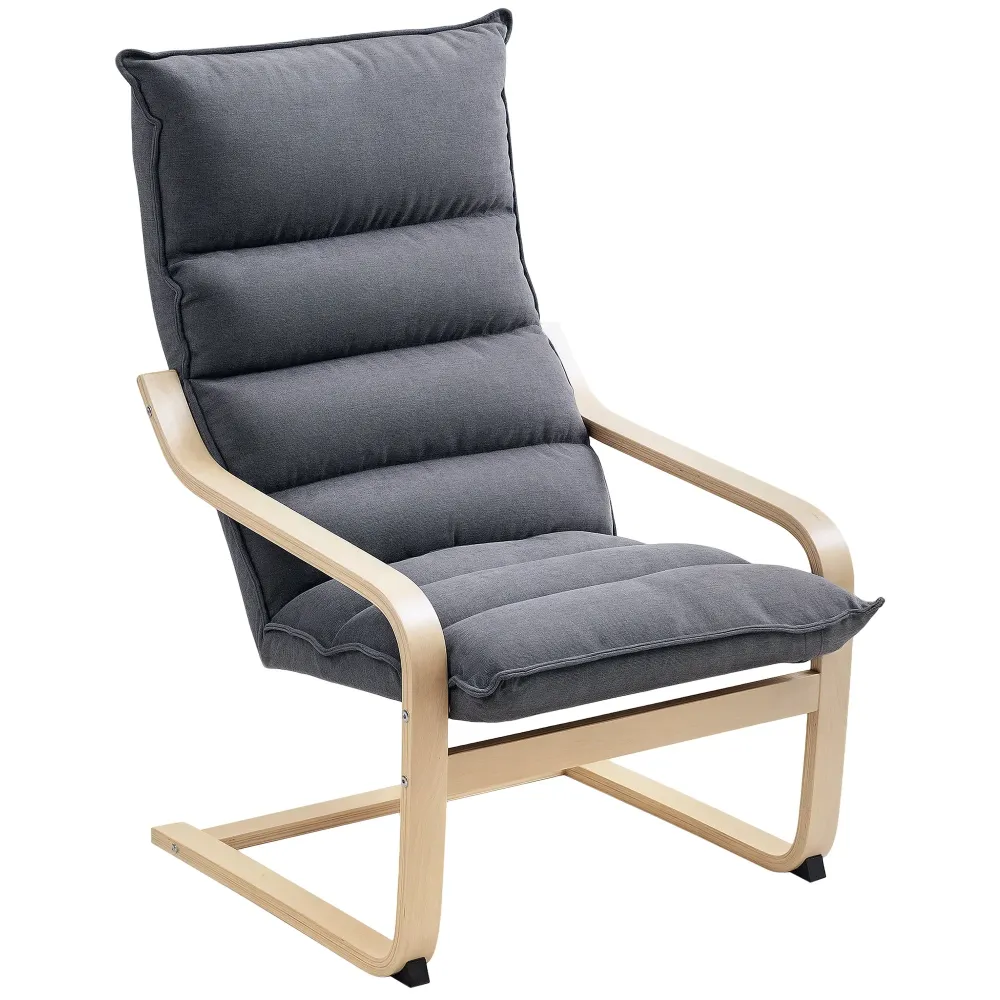 Poltrona Dondolo Moderna 67x83x105 cm Cuscini Effetto Velluto Struttura Legno Grigio