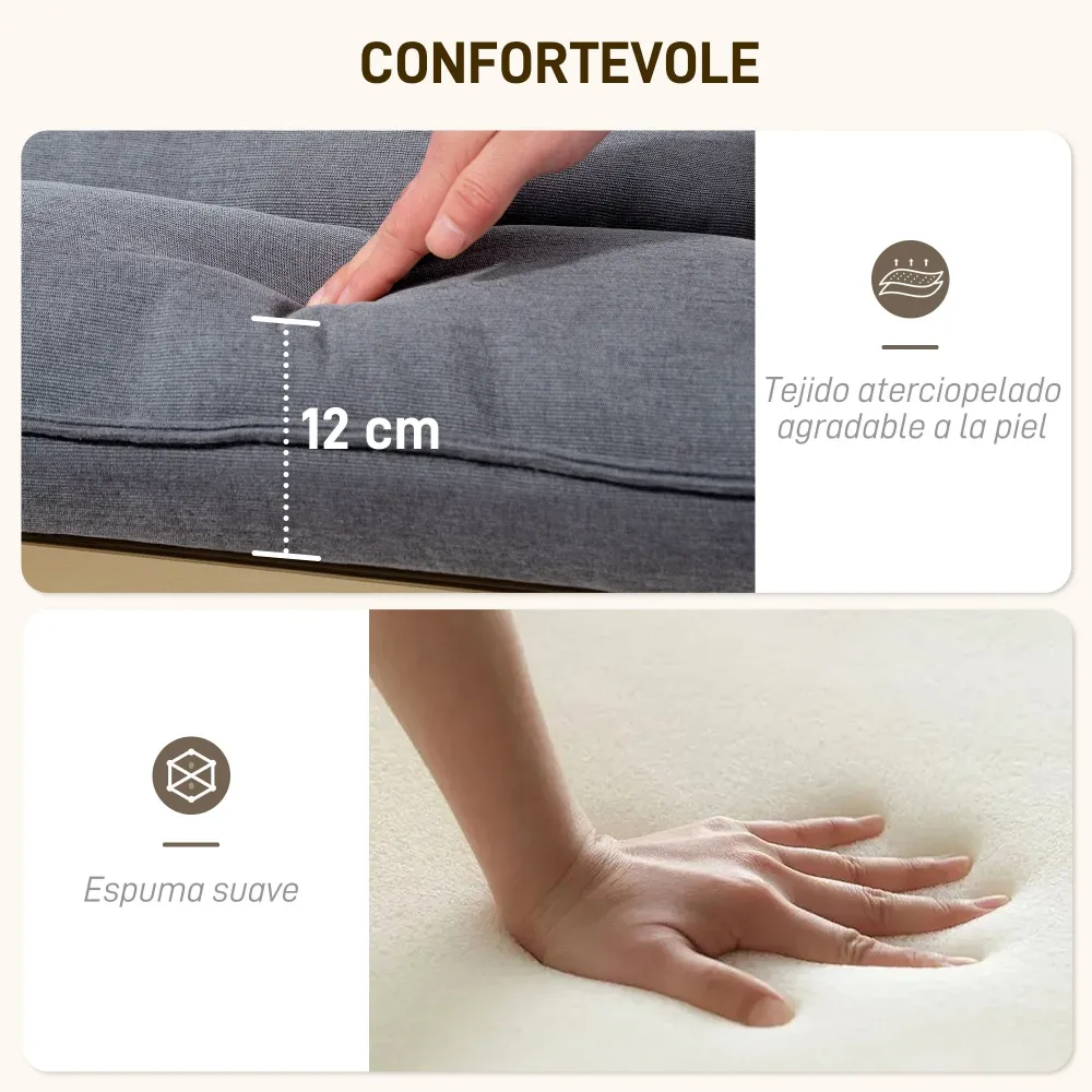 Poltrona Dondolo Moderna 67x83x105 cm Cuscini Effetto Velluto Struttura Legno Grigio