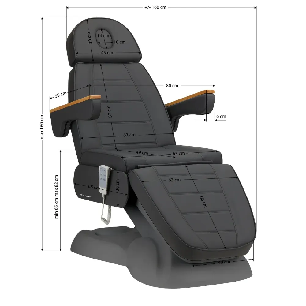 Poltrona elettrica per estetica - 3 motori | SILLON LUX 273B (grigio/grigio)