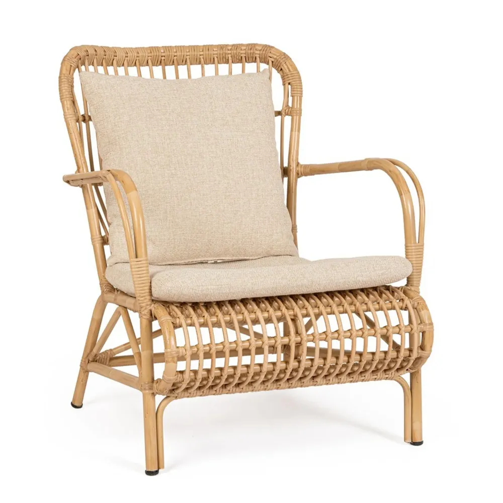 Poltrona "Florisel" con braccioli alluminio effetto rattan da giardino