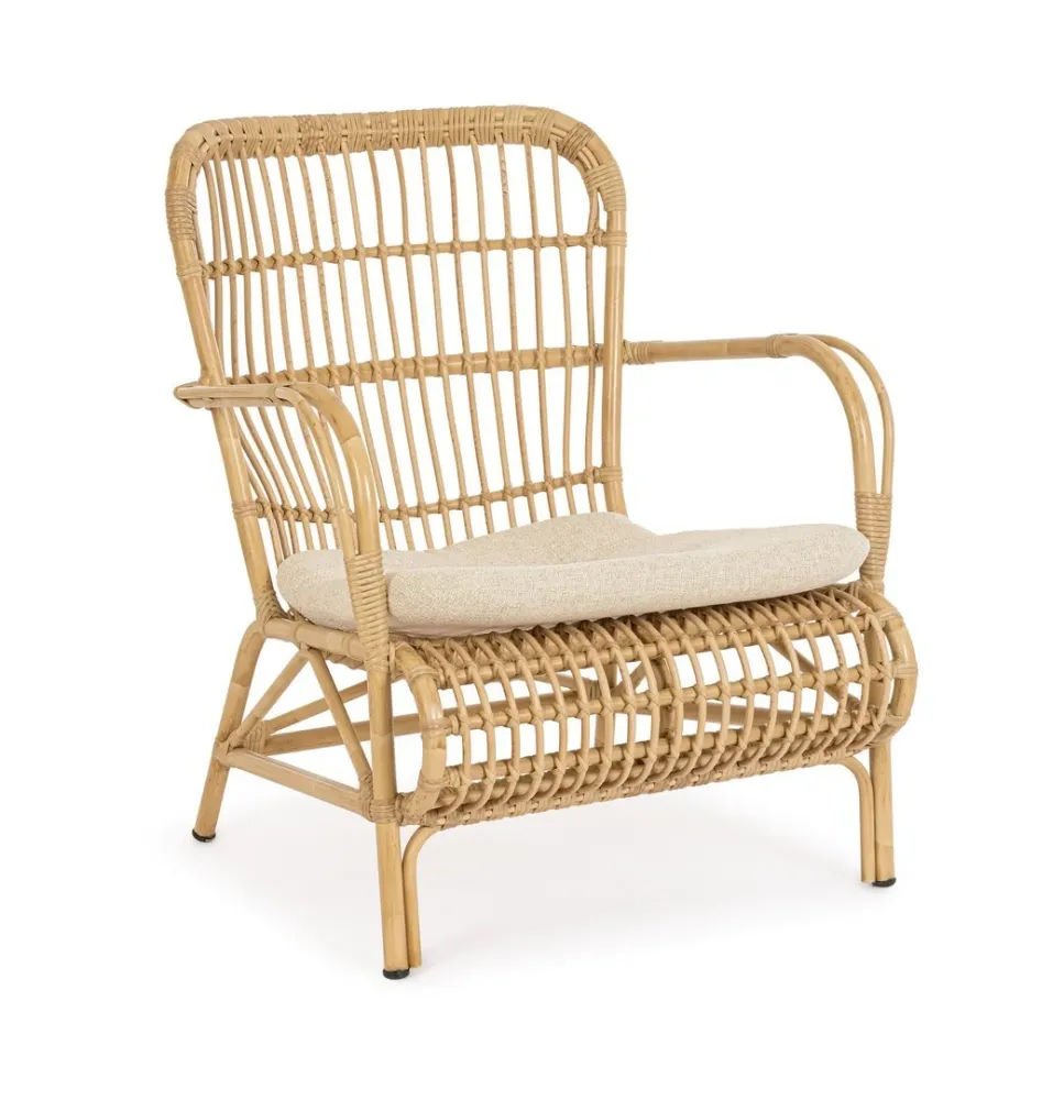 Poltrona "Florisel" con braccioli alluminio effetto rattan da giardino