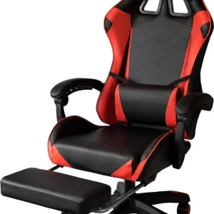 Poltrona Gaming reclinabile da ufficio con supporto lombare e poggiapiedi Rossa