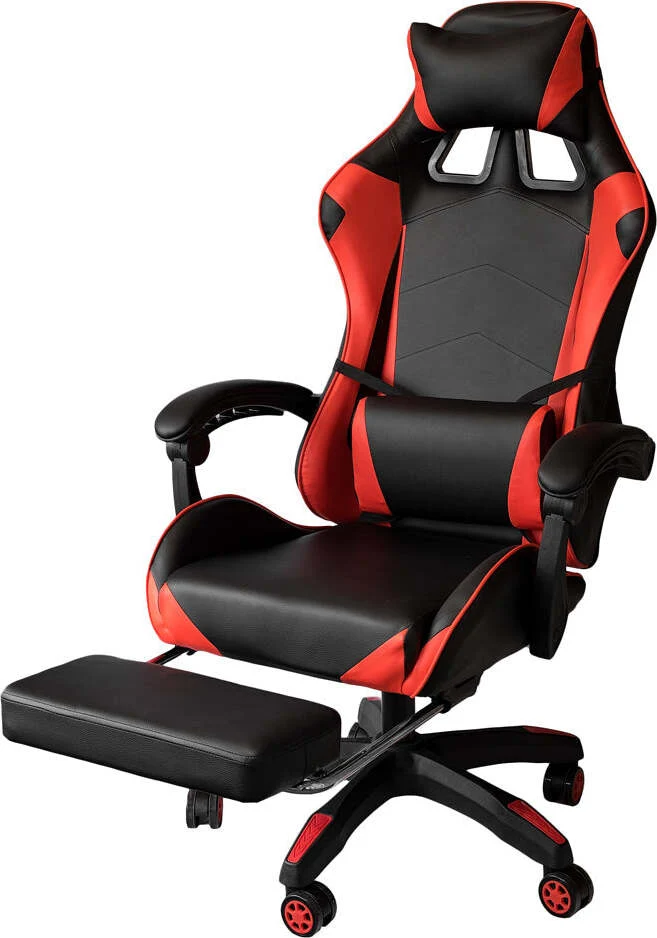 Poltrona Gaming reclinabile da ufficio con supporto lombare e poggiapiedi Rossa