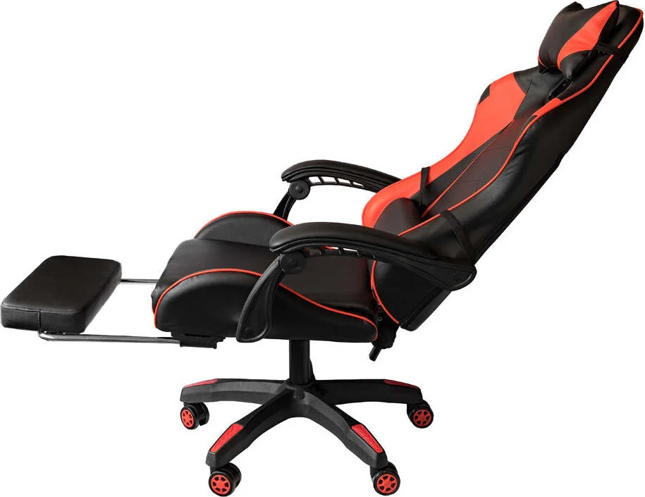 Poltrona Gaming reclinabile da ufficio con supporto lombare e poggiapiedi Rossa