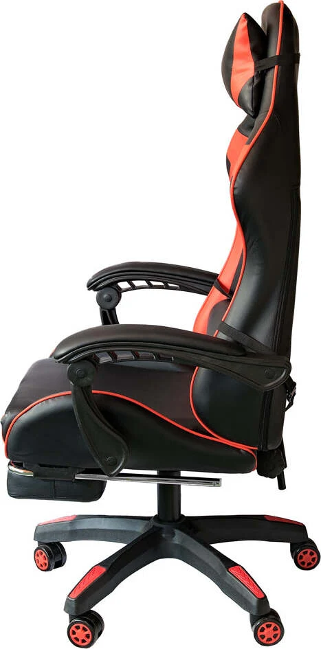 Poltrona Gaming reclinabile da ufficio con supporto lombare e poggiapiedi Rossa