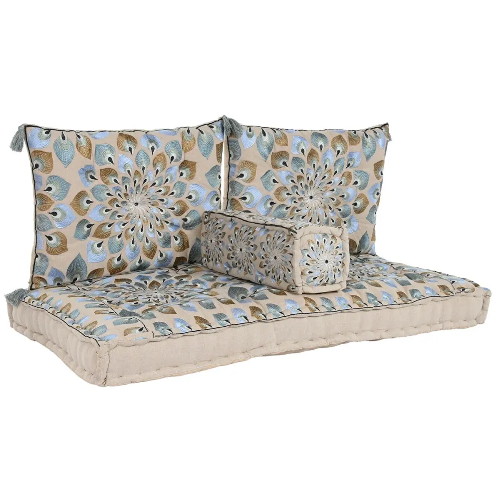 Poltrona da giardino DKD Home Decor 155 x 76 x 65 cm 150 x 76 x 20 cm Beige Azzurro