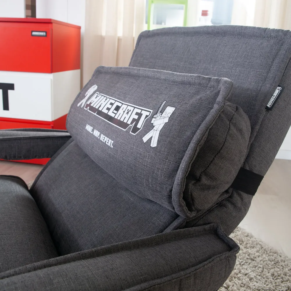 Poltrona da gioco 'Minecraft' con braccioli, poggiapiedi e supporto per il collo - con supporto per tastiera
