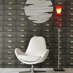 Poltrona girevole ecopelle di colore bianco