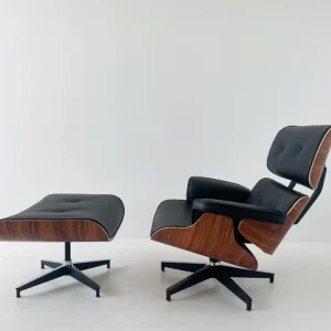 Poltrona girevole pelle ispirata all'iconica Eames Lounge Chair