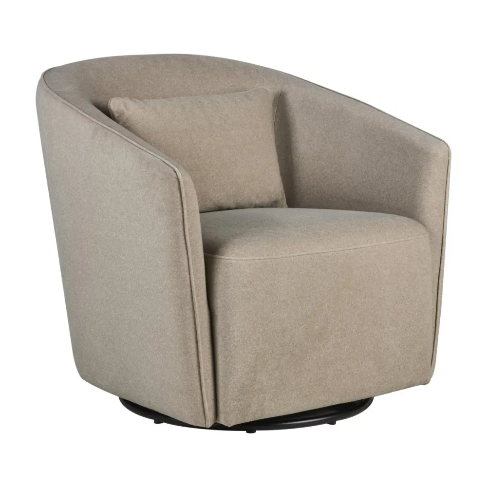 Poltrona Gomi - Sedia Girevole e Scorrevole - Mohair Latte