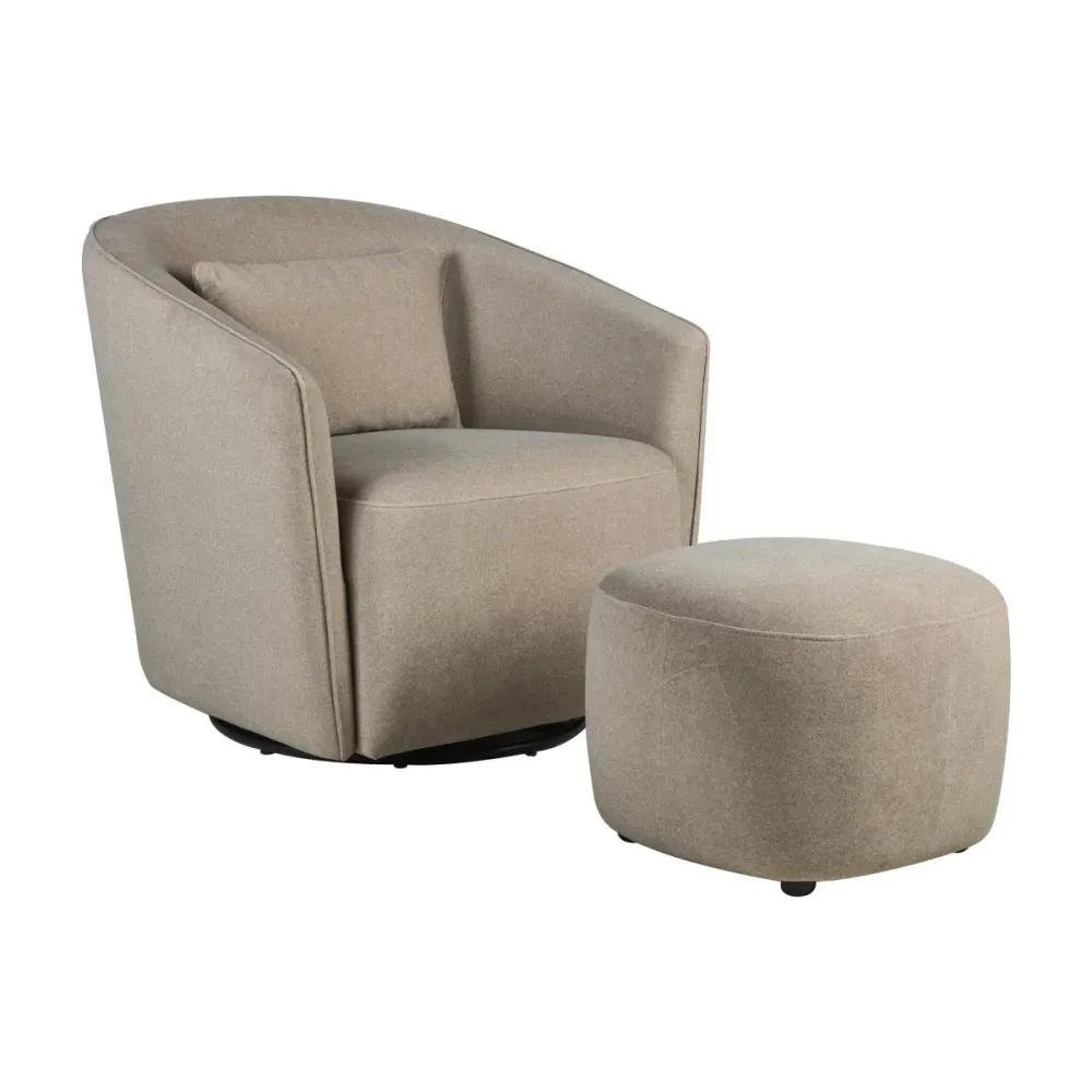 Poltrona Gomi - Sedia Girevole e Scorrevole - Mohair Latte