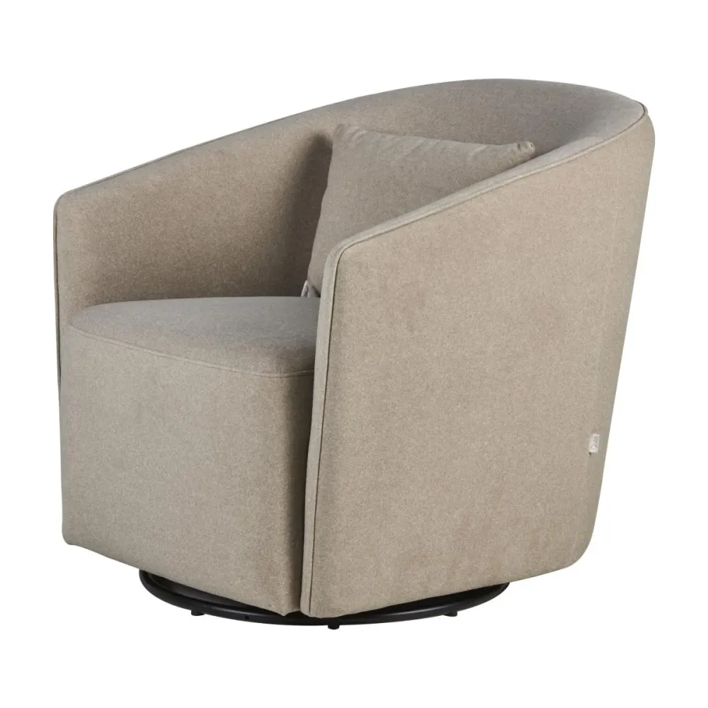 Poltrona Gomi - Sedia Girevole e Scorrevole - Mohair Latte