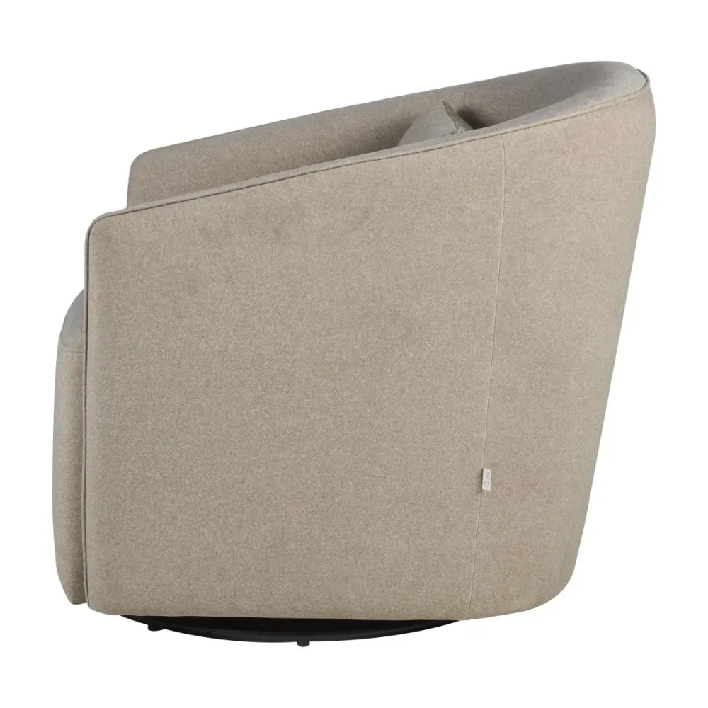 Poltrona Gomi - Sedia Girevole e Scorrevole - Mohair Latte