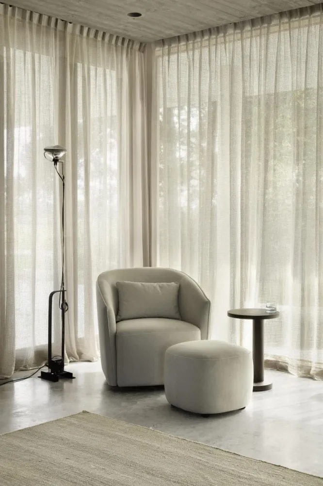 Poltrona Gomi - Sedia Girevole e Scorrevole - Mohair Beige