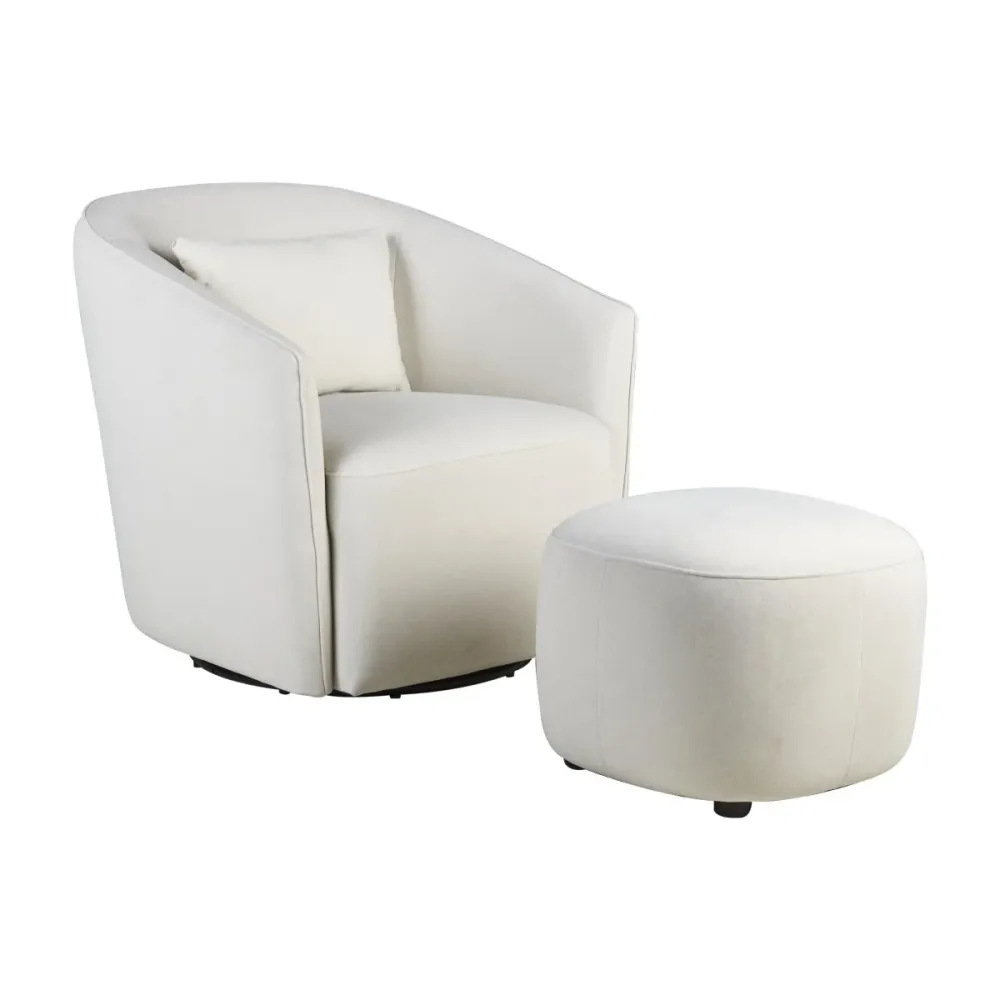 Poltrona Gomi - Sedia Girevole e Scorrevole - Mohair Beige